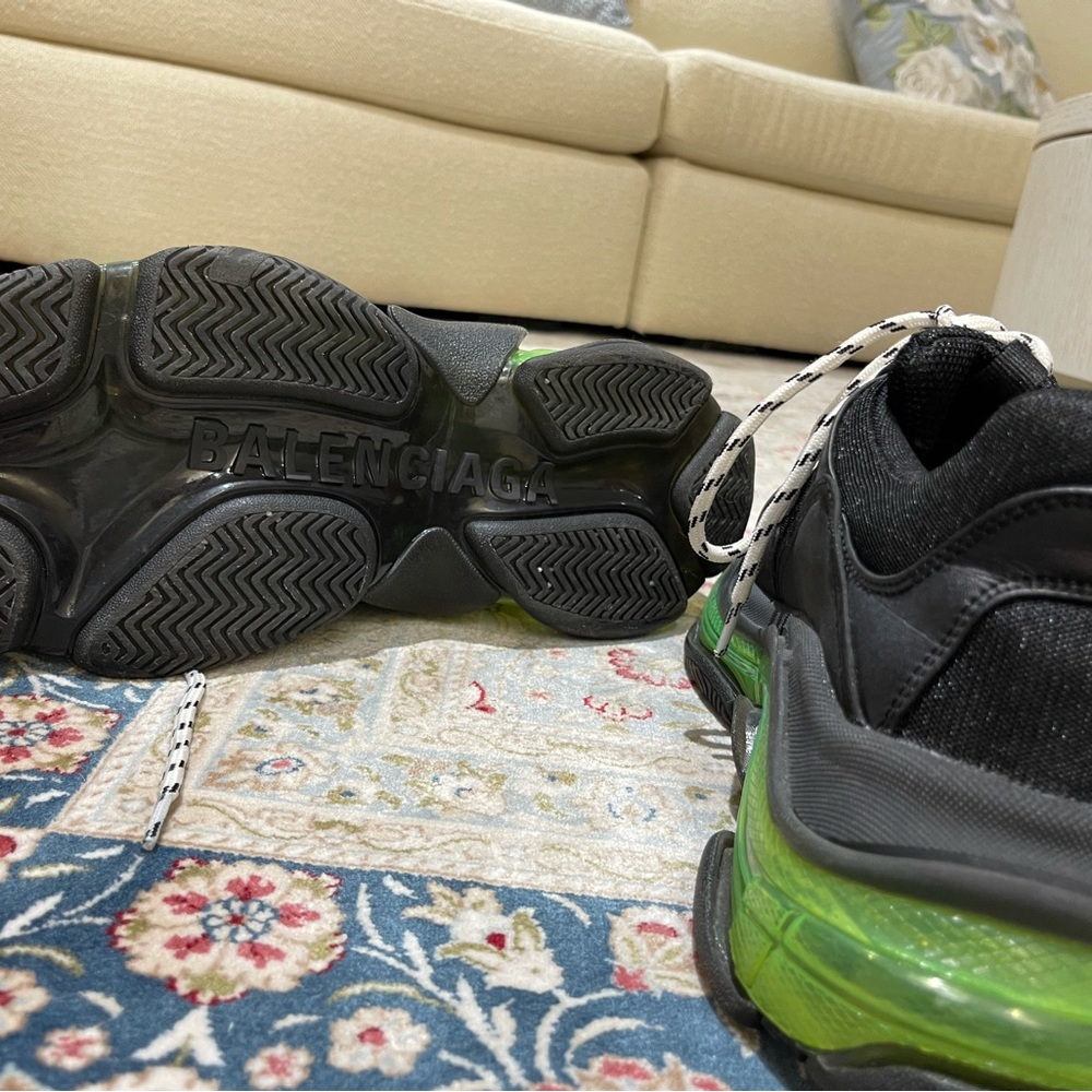 Mens Balenciaga Triple S Clear Sole Sneakers black neon size 10 - Picture 8 of 10